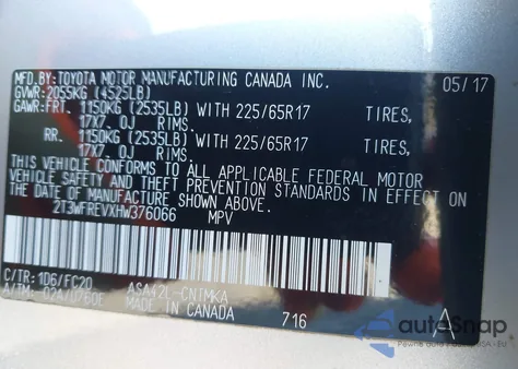 2017 Toyota Rav4 Xle z USA, uszkodzony, nr VIN 2T3WFREVXHW376066